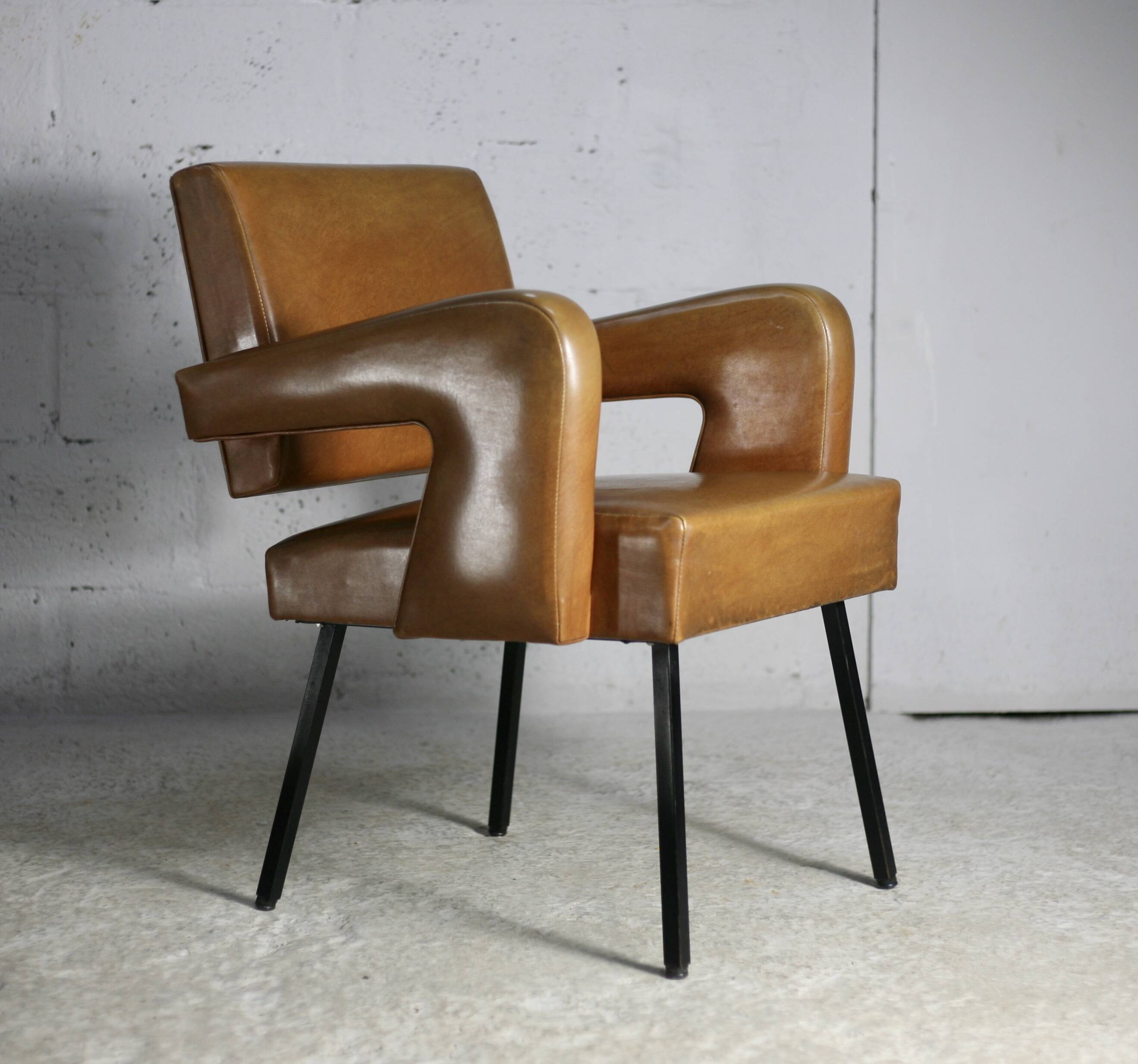 Armchair Jacques Adnet, style circa 1955