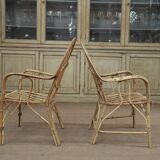 Bench rattan lounge - 2 chairs 1960