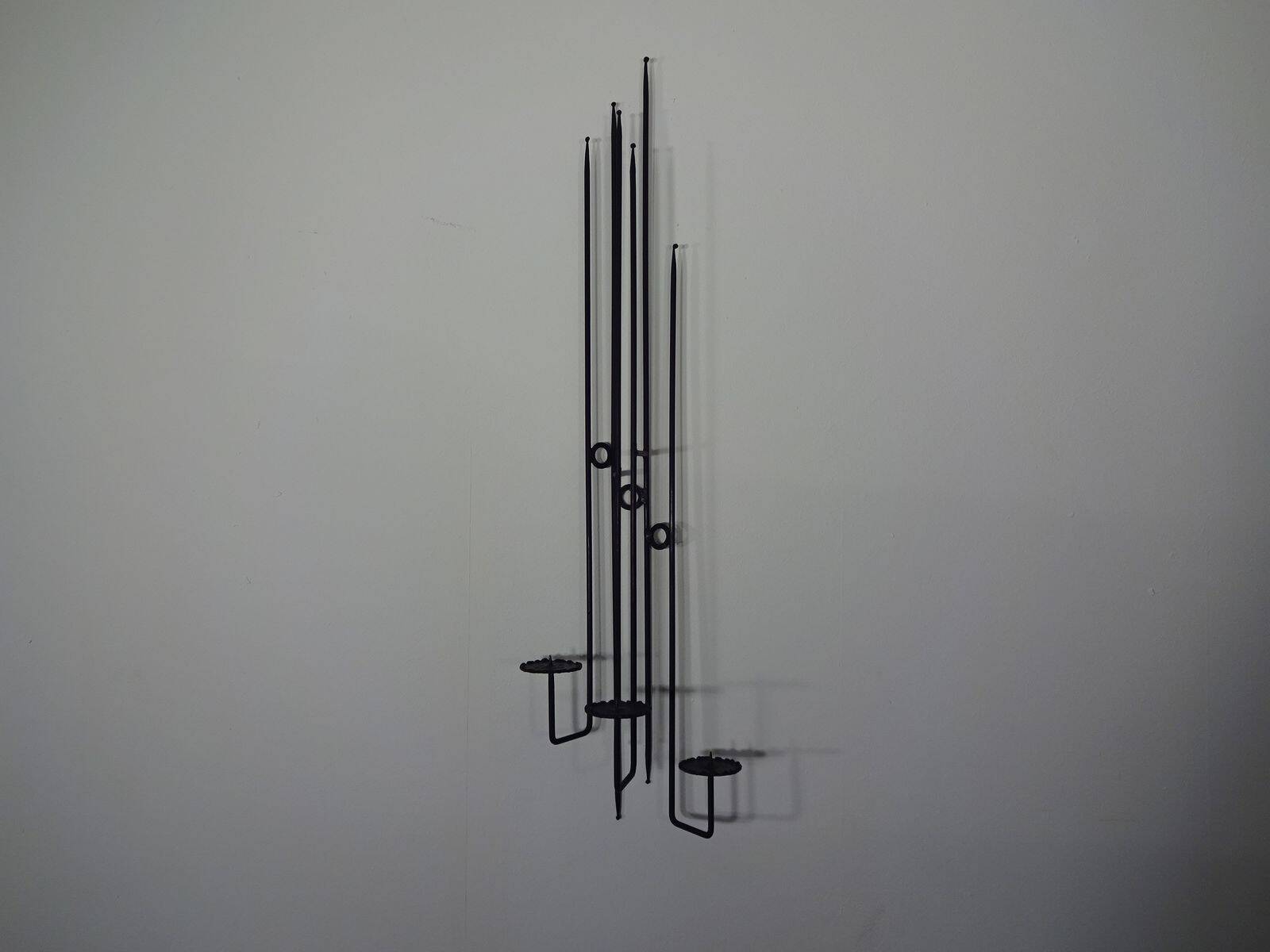 Brutalist German Iron Wall Candleholder, 1960s
