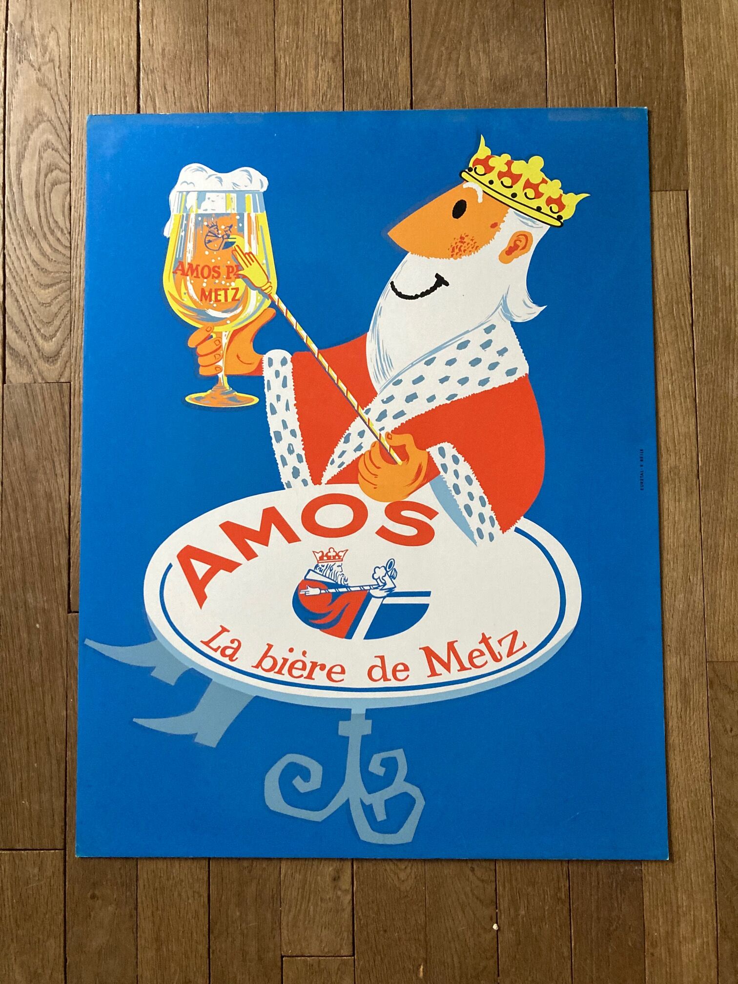 Carton old beer lithographic amos biere de metz 50 x 65