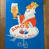 Carton old beer lithographic amos biere de metz 50 x 65