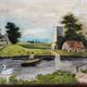 Antique landscape painting / framed oil painting of countryside landscape.