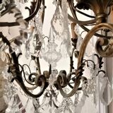 Old cage chandelier. Bronze and tassels. 6 arms of lights.