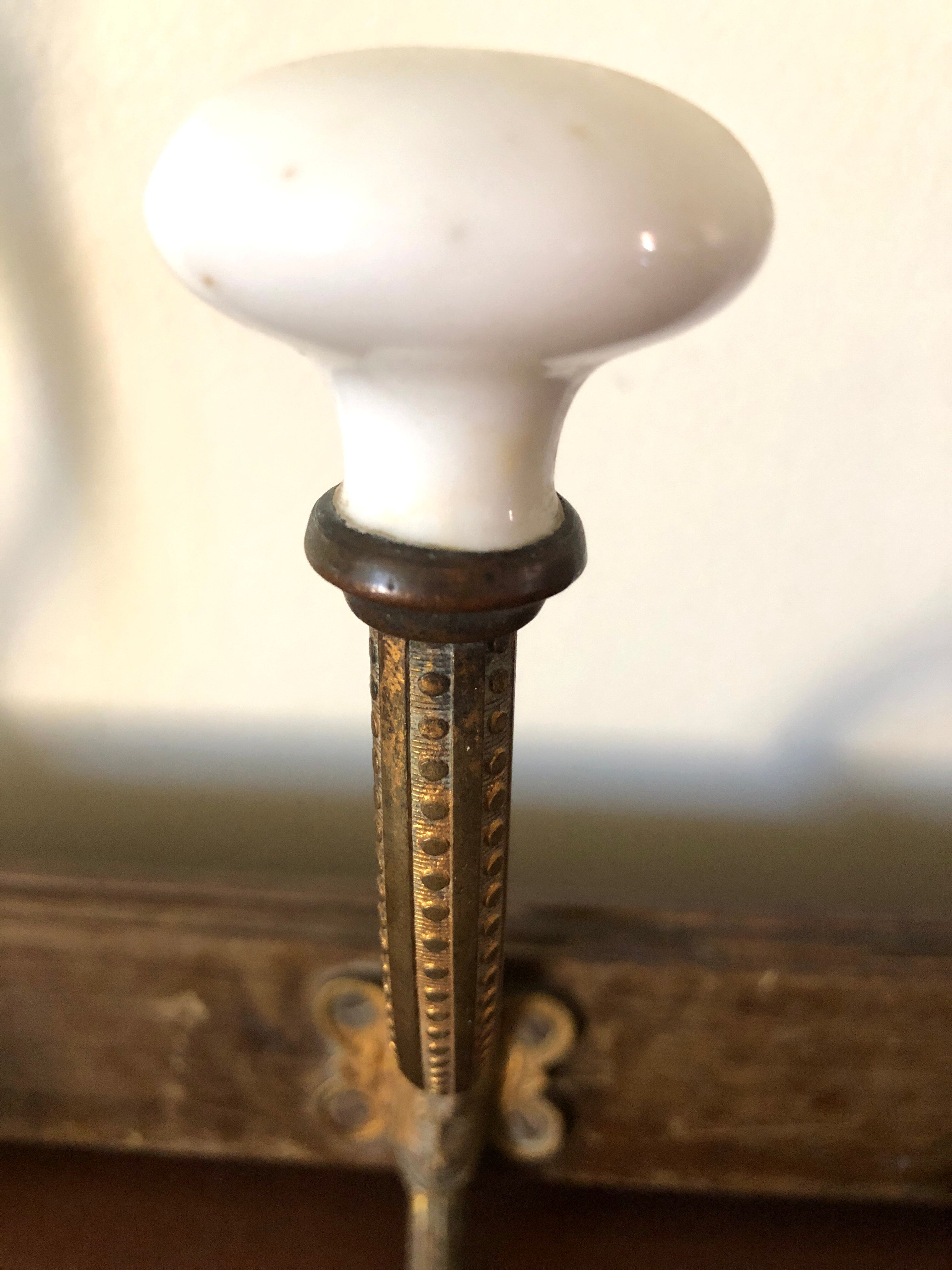 Coat rack 1900 in wood, ceramic and wrought iron