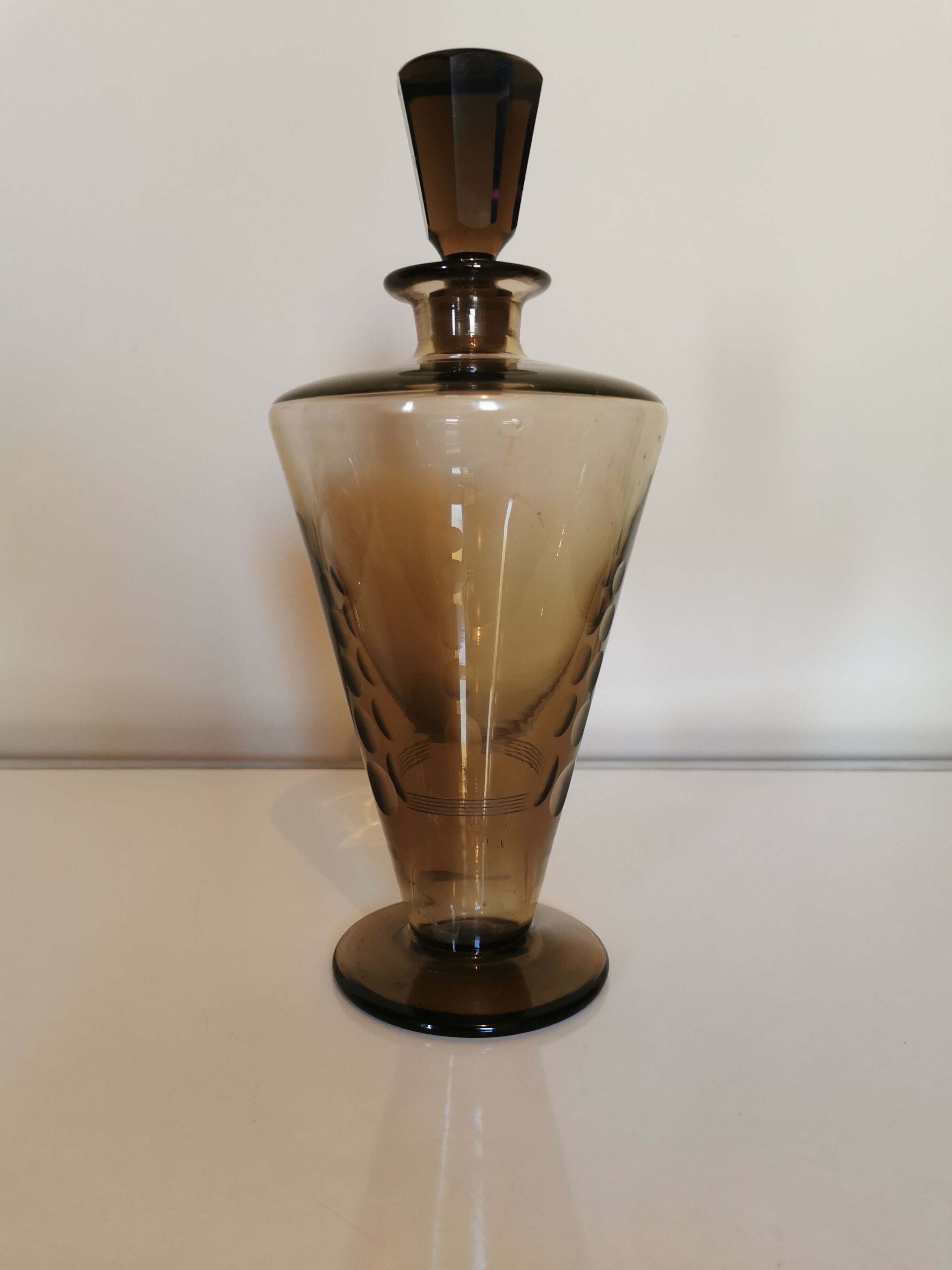 Vintage crafe round smoked glass