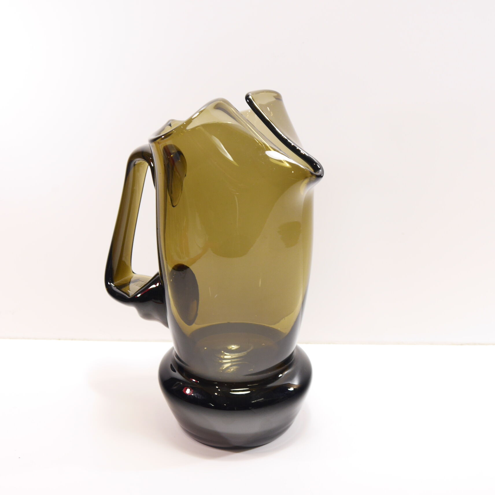 70's smoked glass pitcher