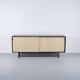 ENFILADE FLORENCE KNOLL MODEL 116 WOOD LEATHER AND RATTAN 1960