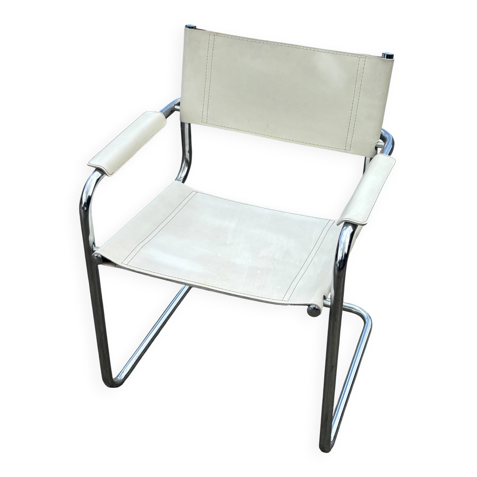 Set of 4 dining chairs in white, S34 Mart Stam/Marcel Breuer style Italy