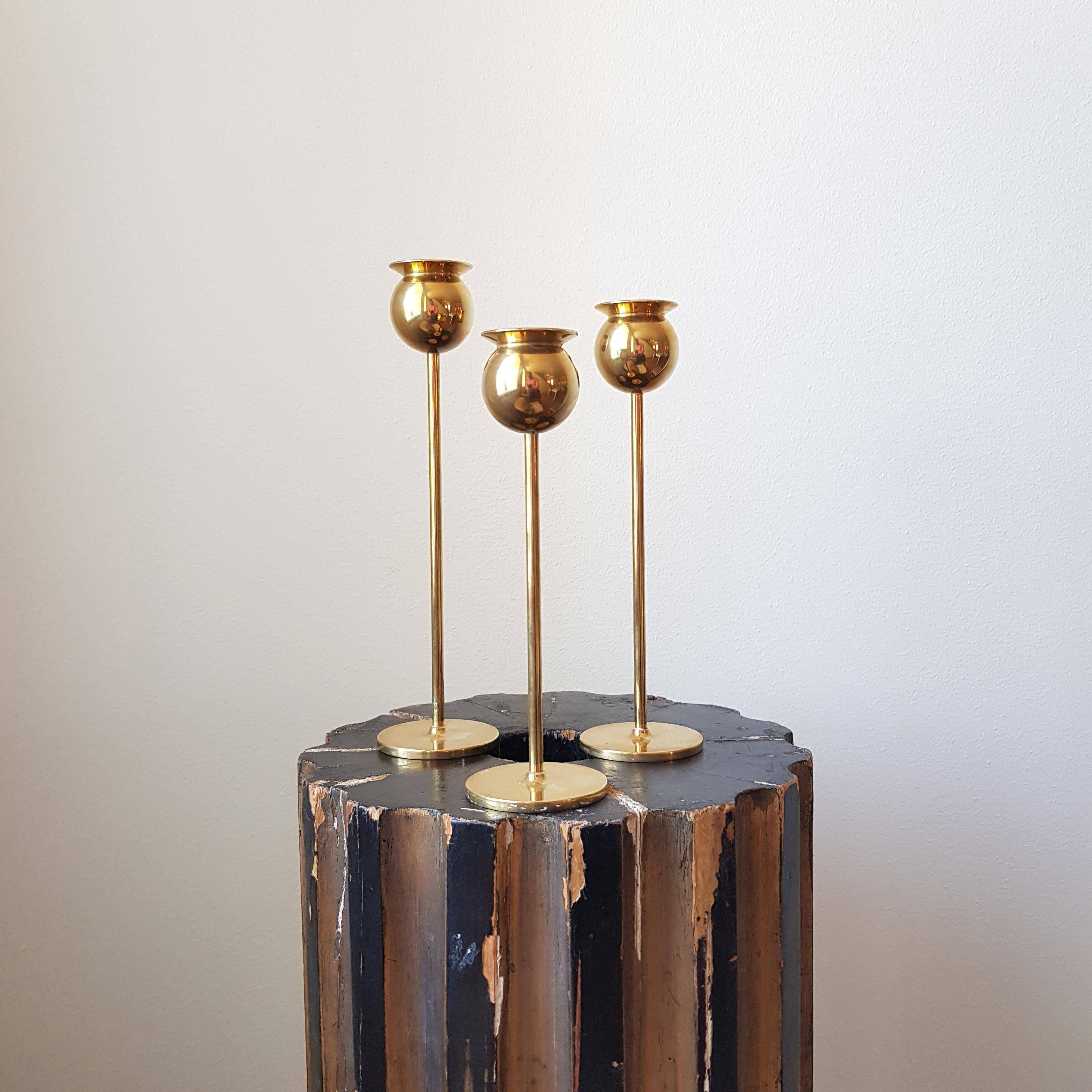 Pierre Forssell, Tulip chandeliers, brass, Skultuna, Scandinavian Modern