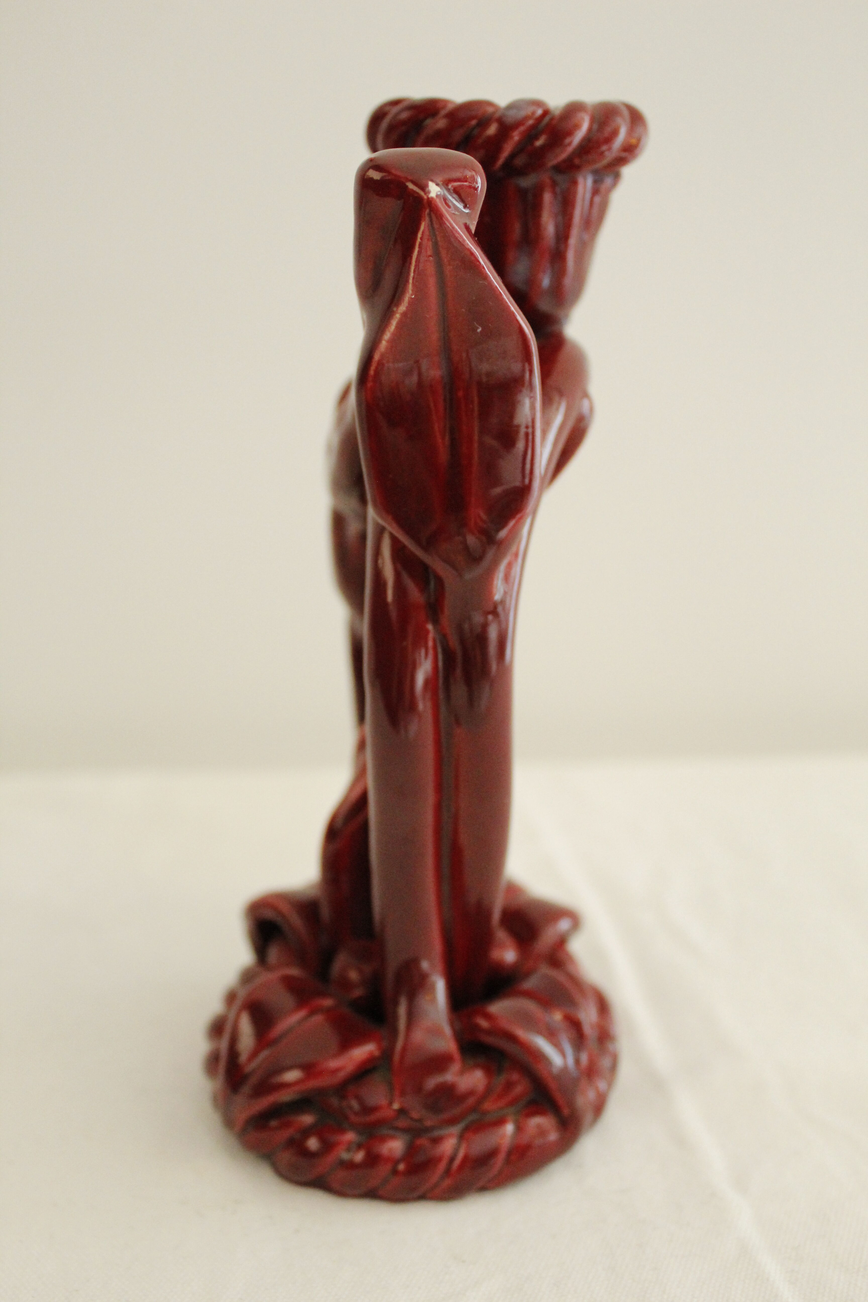 Vintage red ceramic candle holder - doe - "Nice"