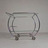 Art Deco trolley, chrome serving cart, 1950s