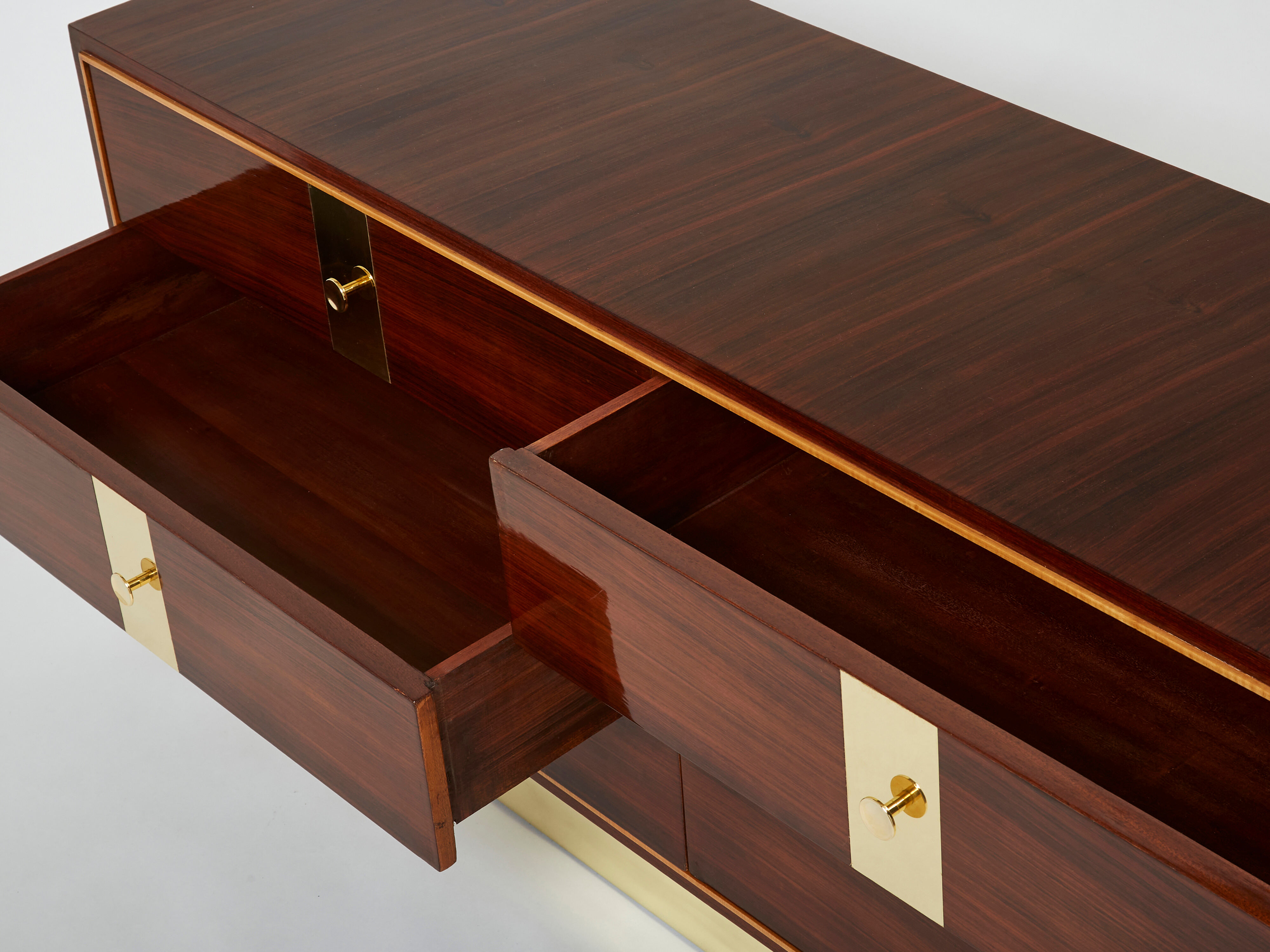 Italian chest of drawers in rosewood and brass ISA Bergamo 1950