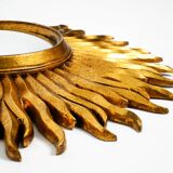Mid Century Sunburst Kovex wall mirror made of wood and resin - gold plated