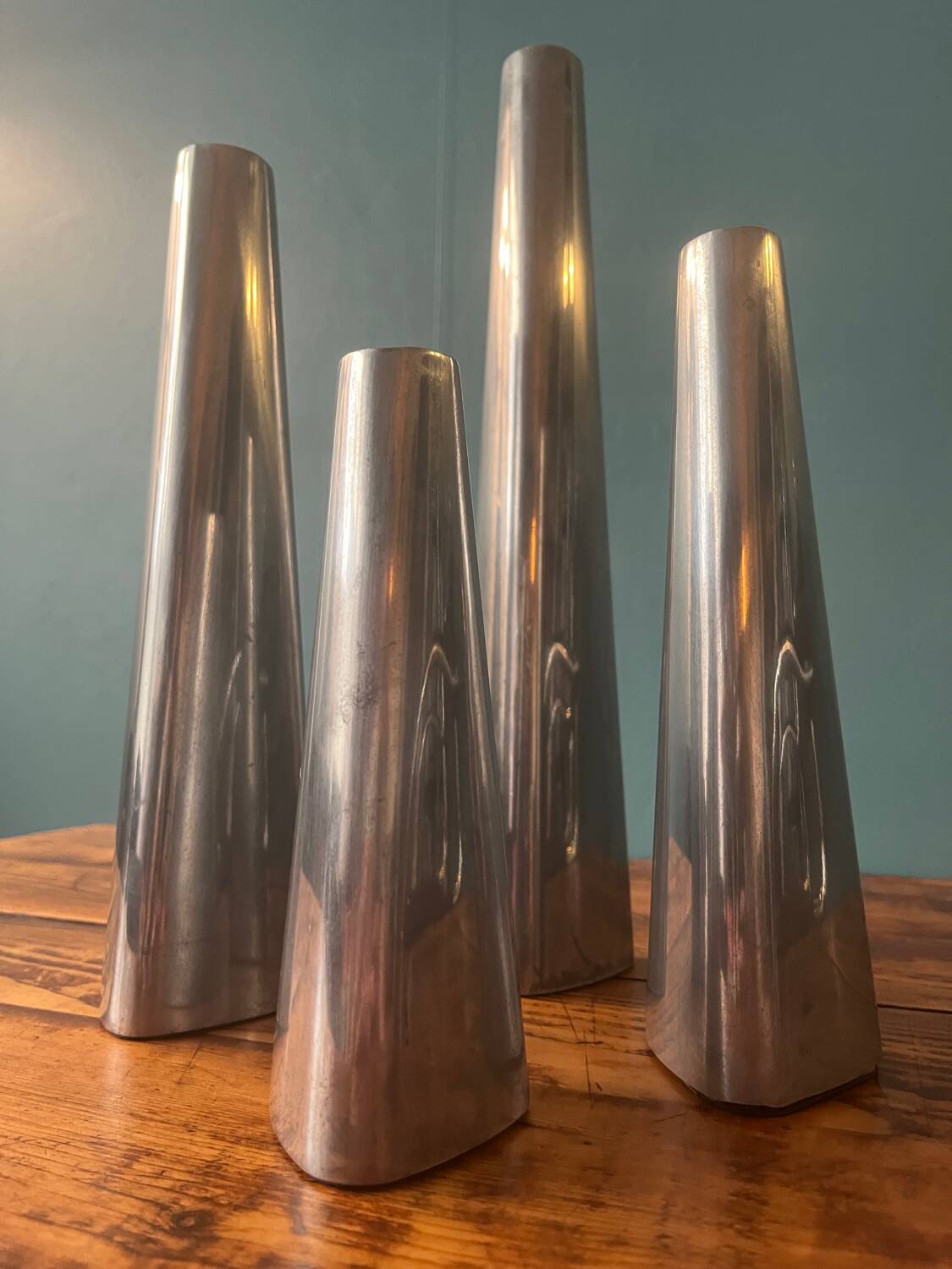 Set of 4 vintage aluminum candle holders from Ikea 1990