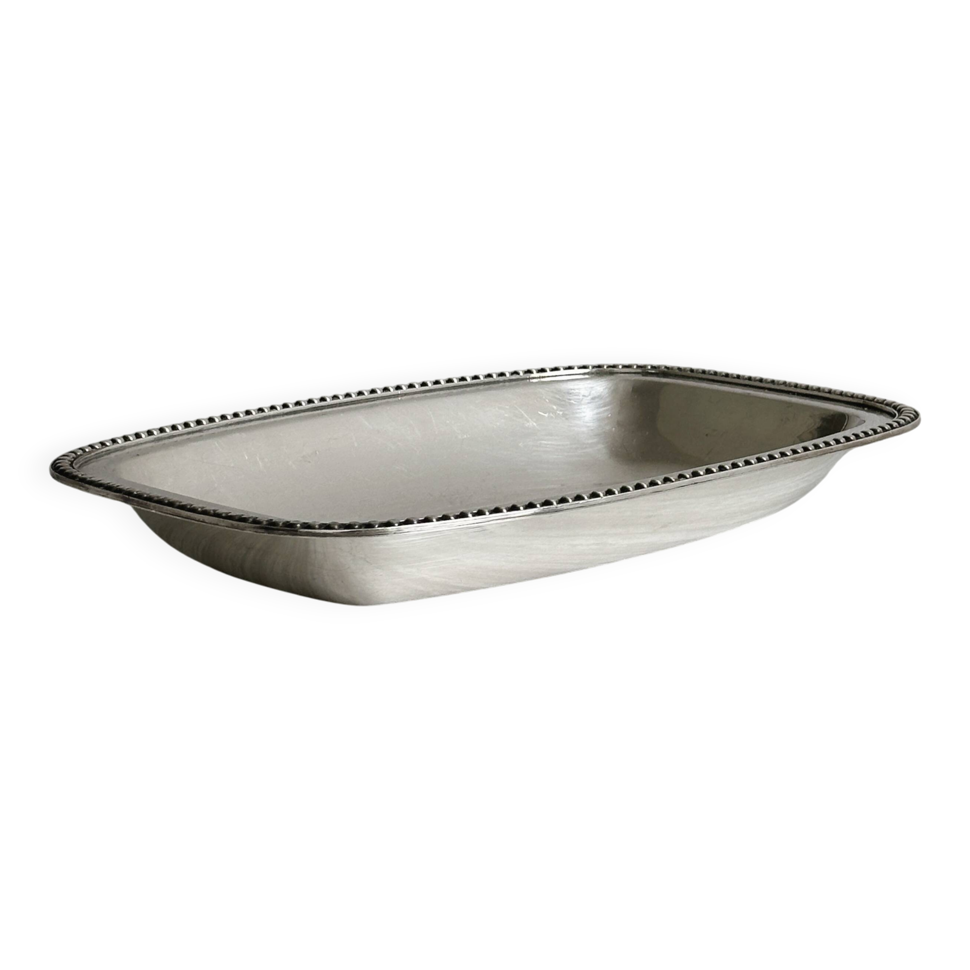 Rectangular silver-plated metal dish