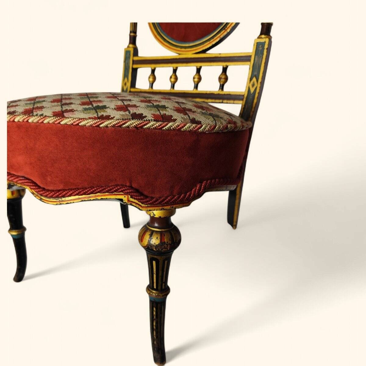 Blackened Wood Boudoir Chair - Napoleon III