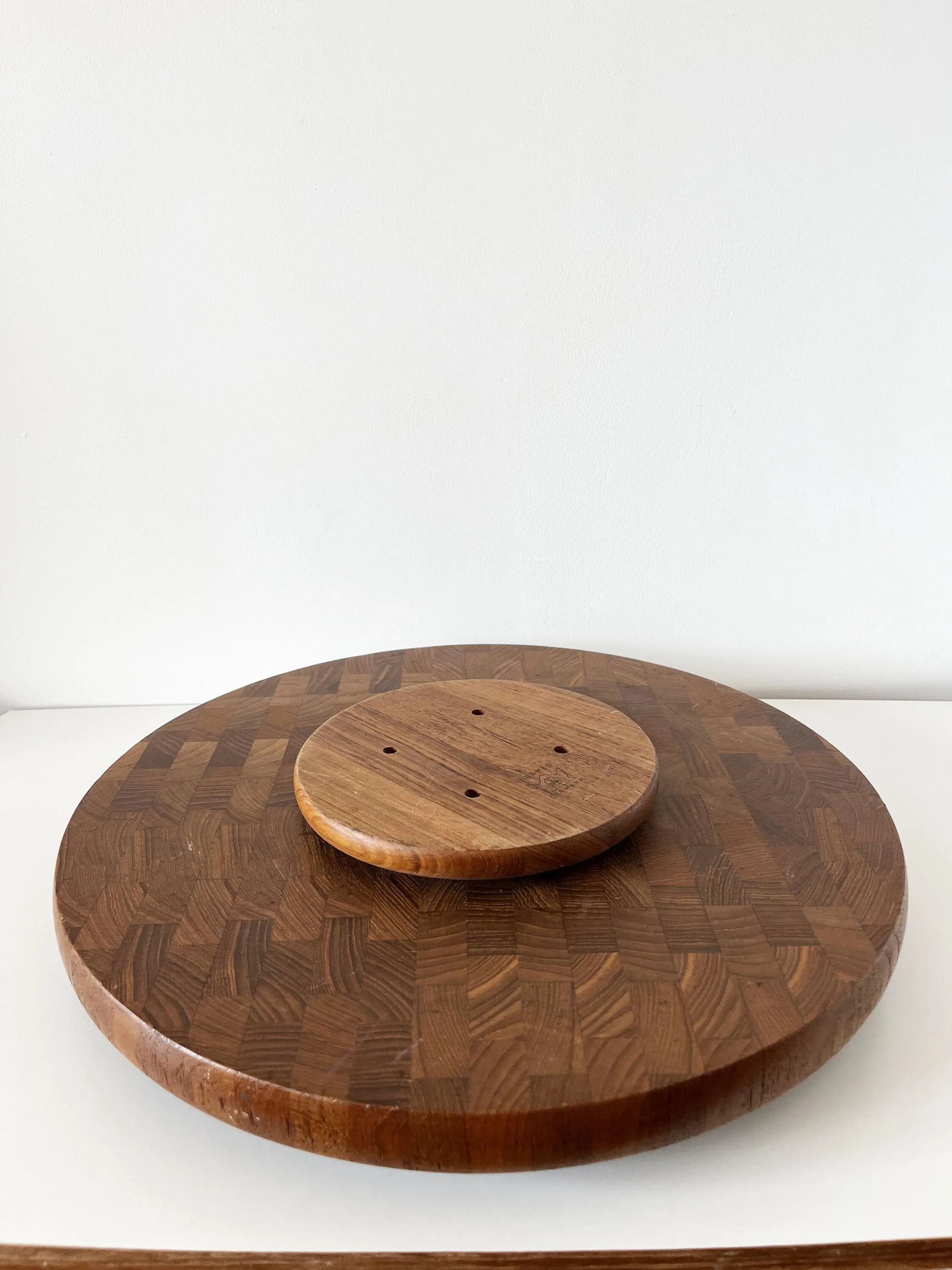 Large rotating teak platter Denmark Digsmed 1970