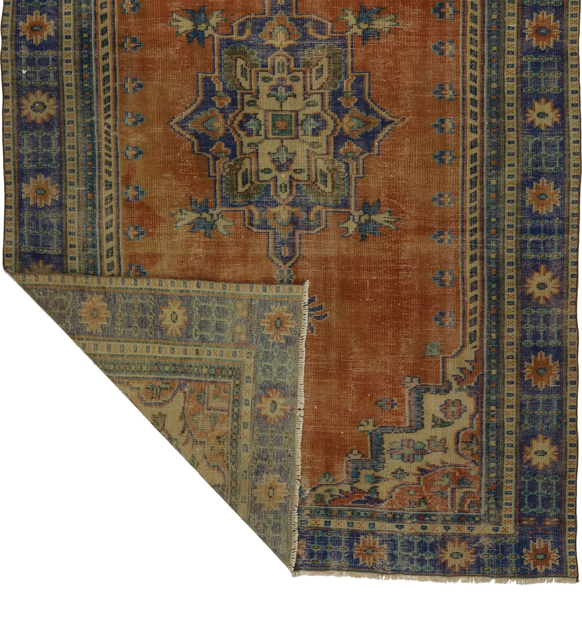 Turkish Anatolian Handmade Vintage Area Rug 285 cm x 185 cm