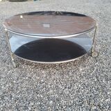 Round coffee table top in black glass