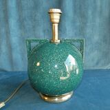 Lamp ball in ceramic green gold style art deco french work circa 1980
