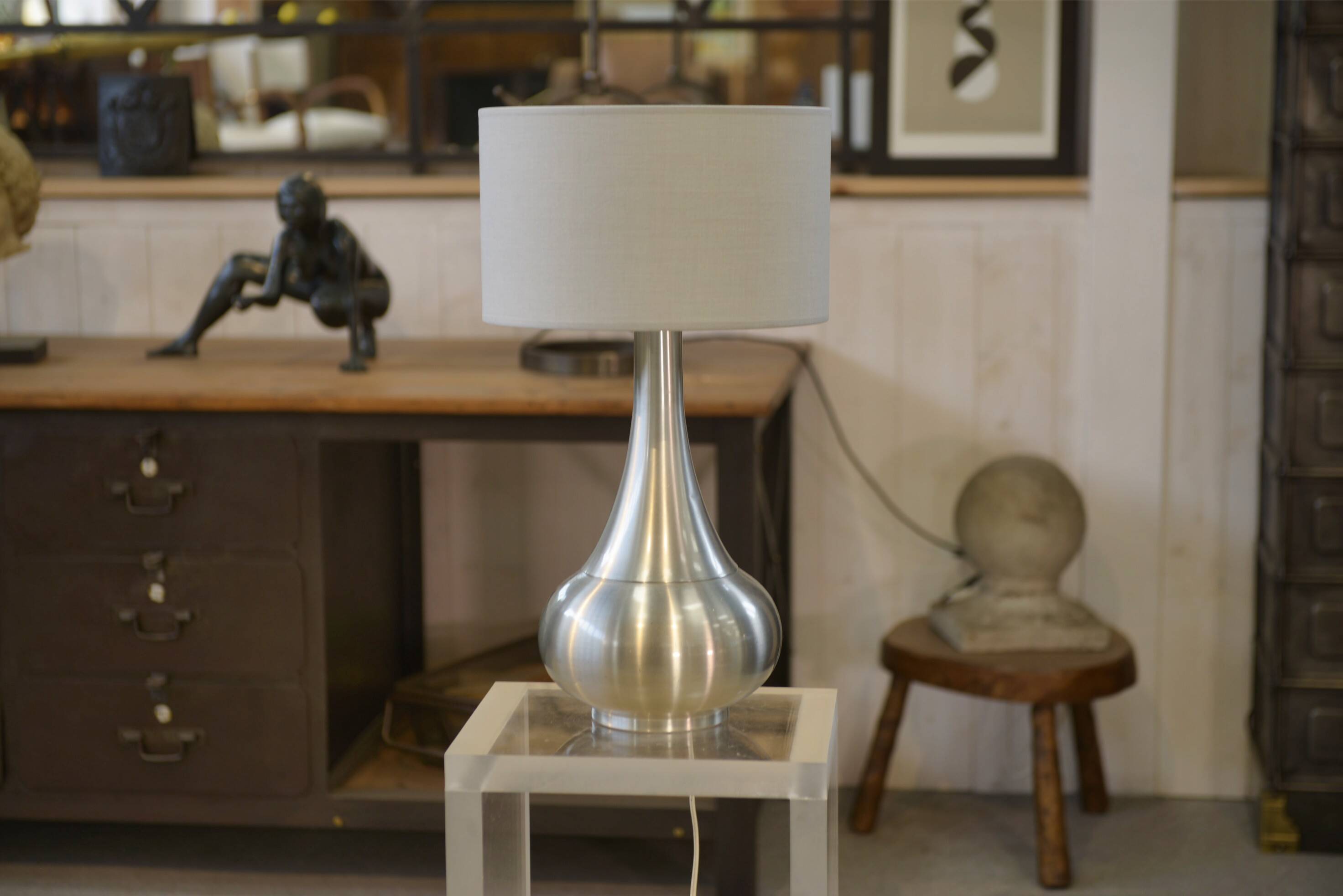 Lampe design en aluminium brossé 1970’s