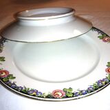 2 presentation plates floral service Sarreguemines Digoin bordered gold