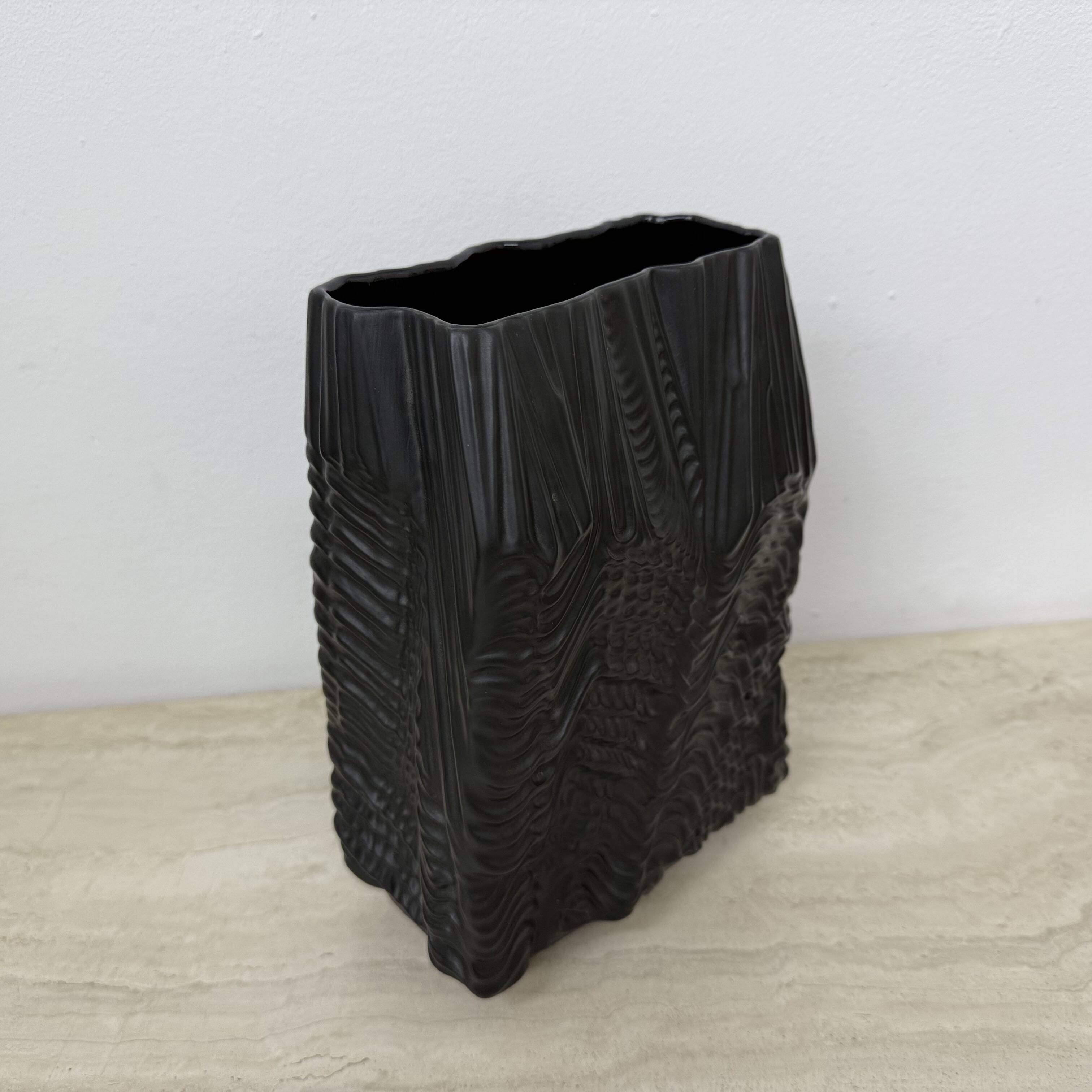 Rare Large Porcelain Rare Black ‘Kaskade’ Vase Martin Freyer for Rosenthal