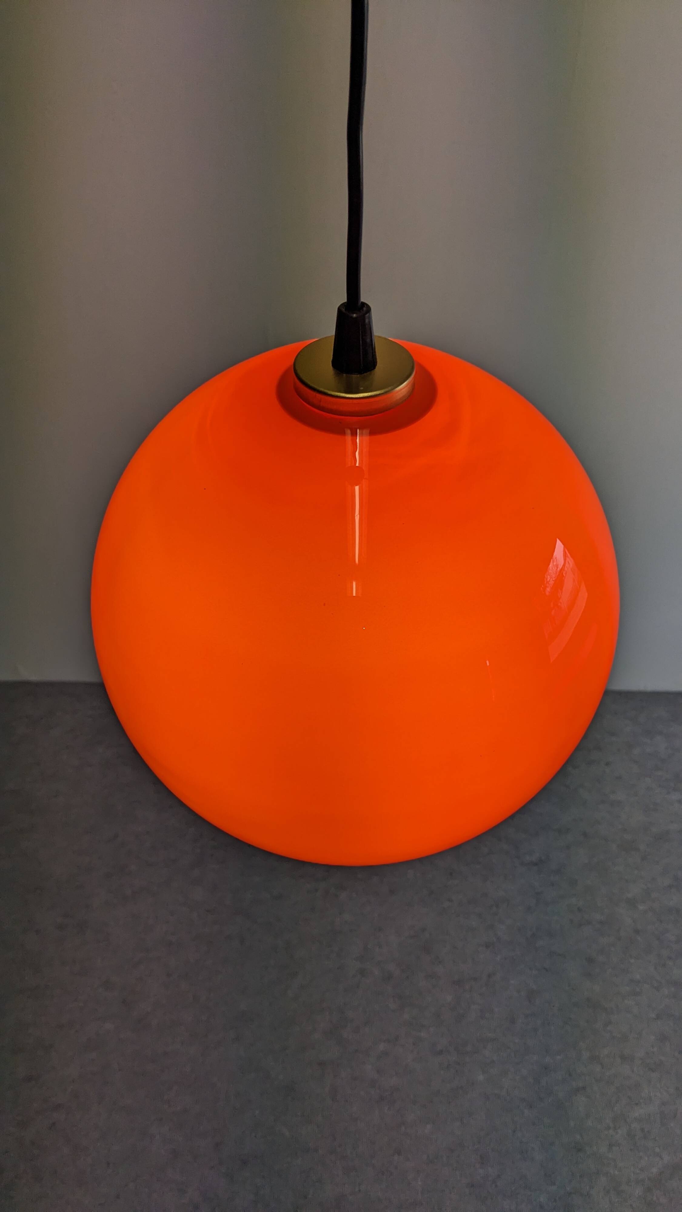 Orange opaline ball pendant from the 60s/70s