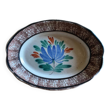Ceramic plate, antique late 19th - early 20th century, known as "Cul-noir" from Normandy.