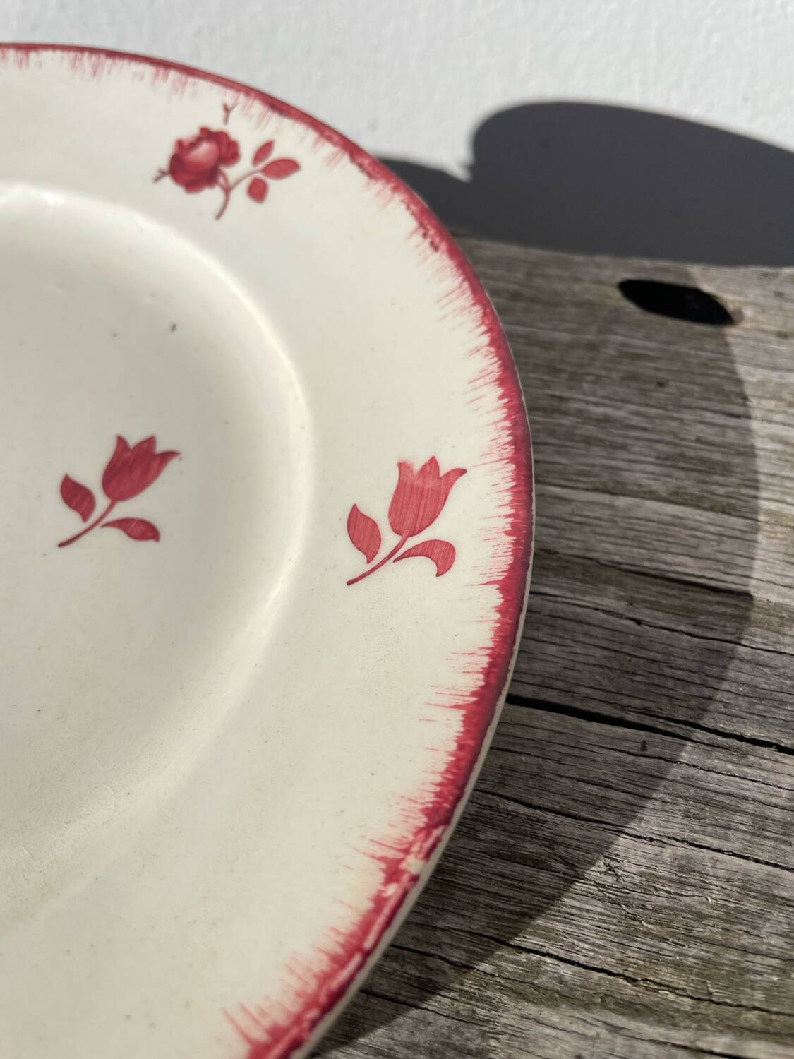 4 old Luneville flower plates