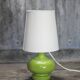 Green glass lamp with vintage shade, table lamp, lamp d