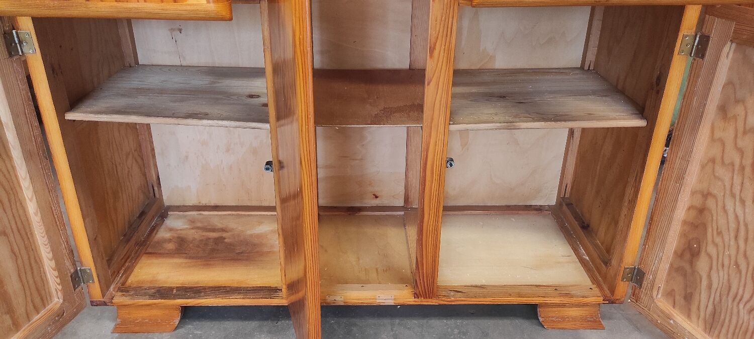 Low vintage Mado style Parisian sideboard 3 doors 2 drawers