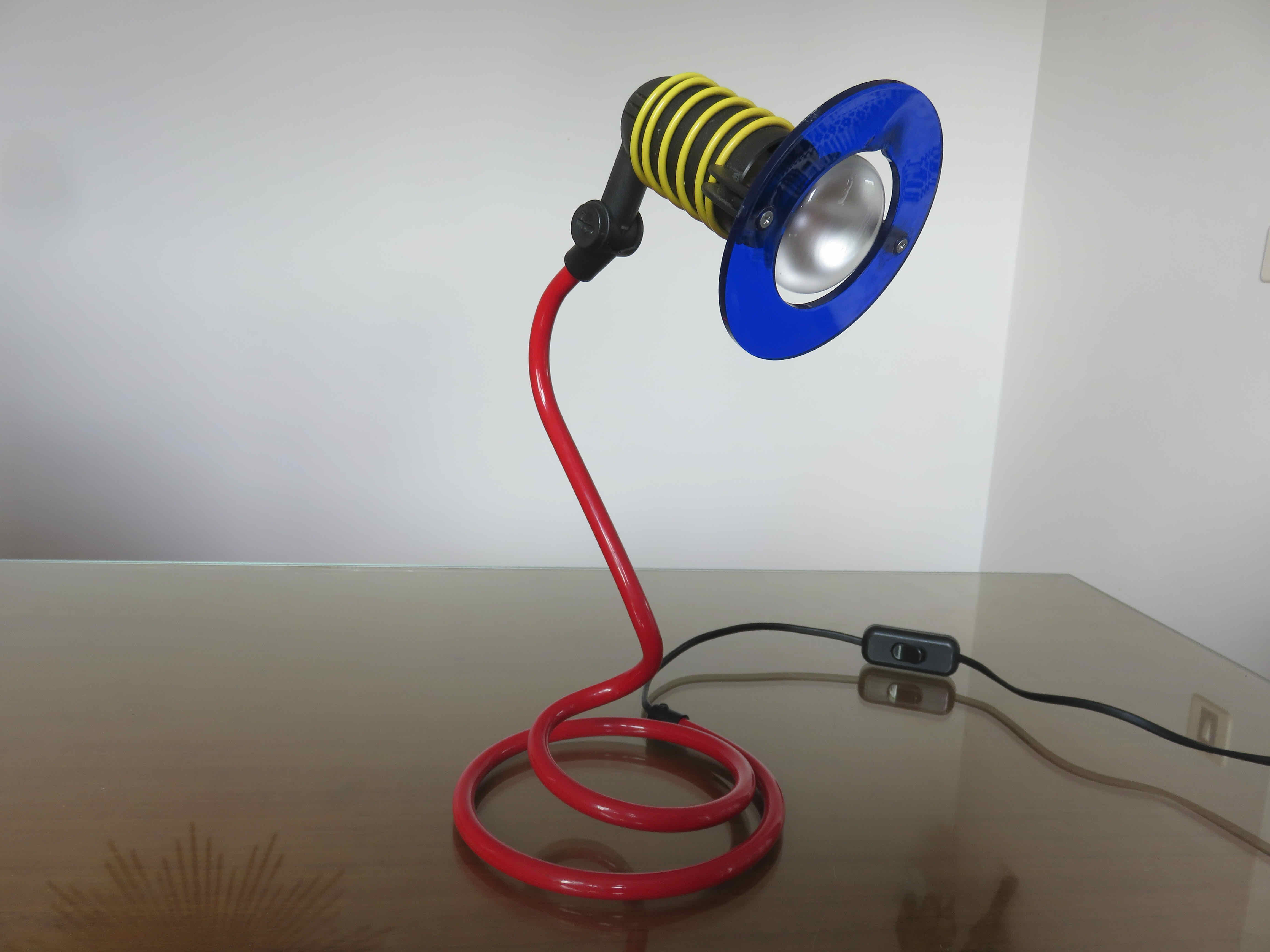 Lamp " spiral " primary colors 80s era Memphis