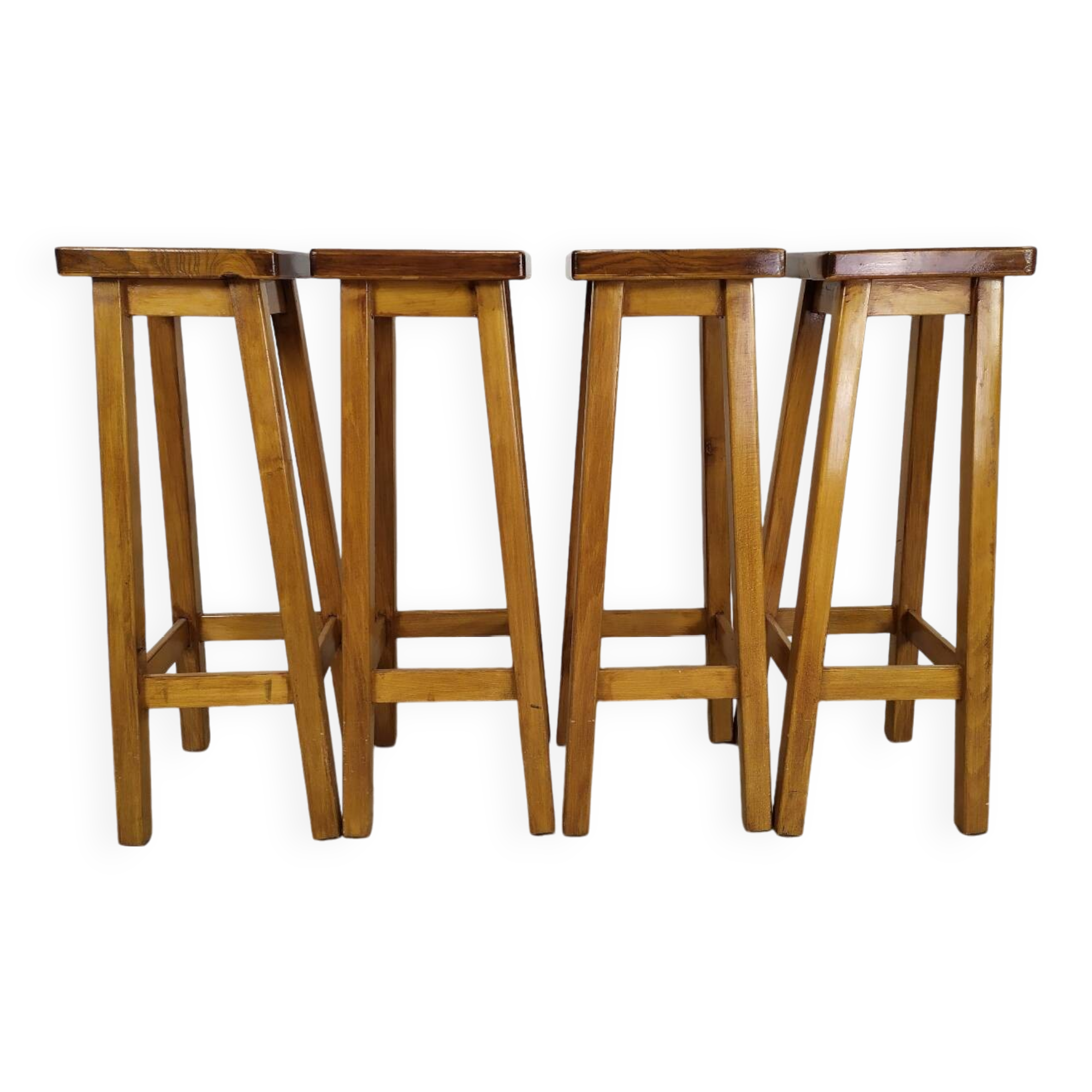 4 tabourets de bar bois vintage