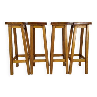4 vintage wooden bar stools