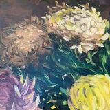 Tableau nature morte bouquet de fleurs, cadre doré