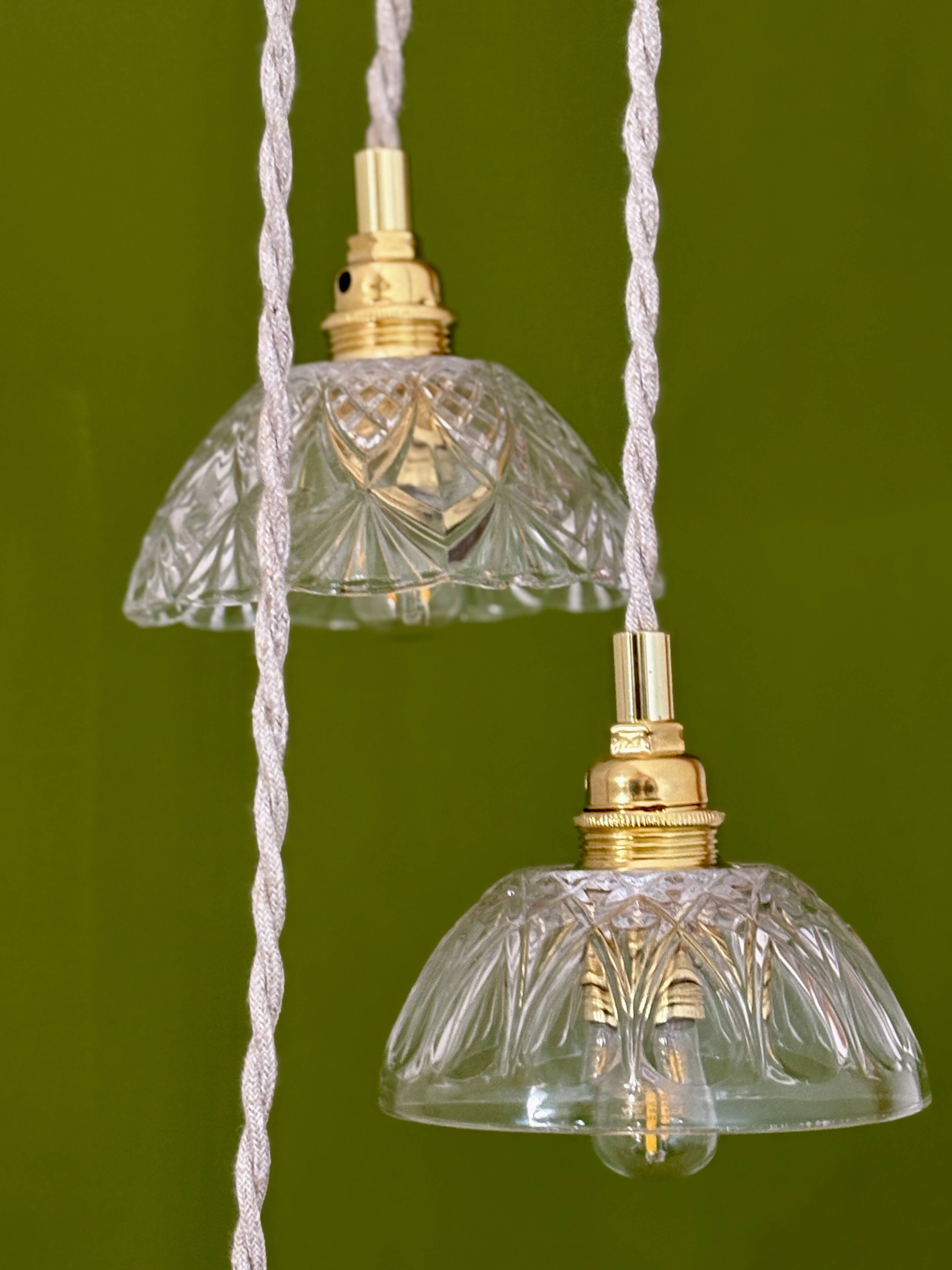 Vintage triple suspension lampshade in cut glass - tableware collection