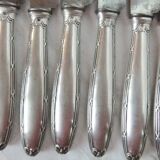 12 Christofle table knives Louis XVI bow ribbon Silver metal punch balance steel blade