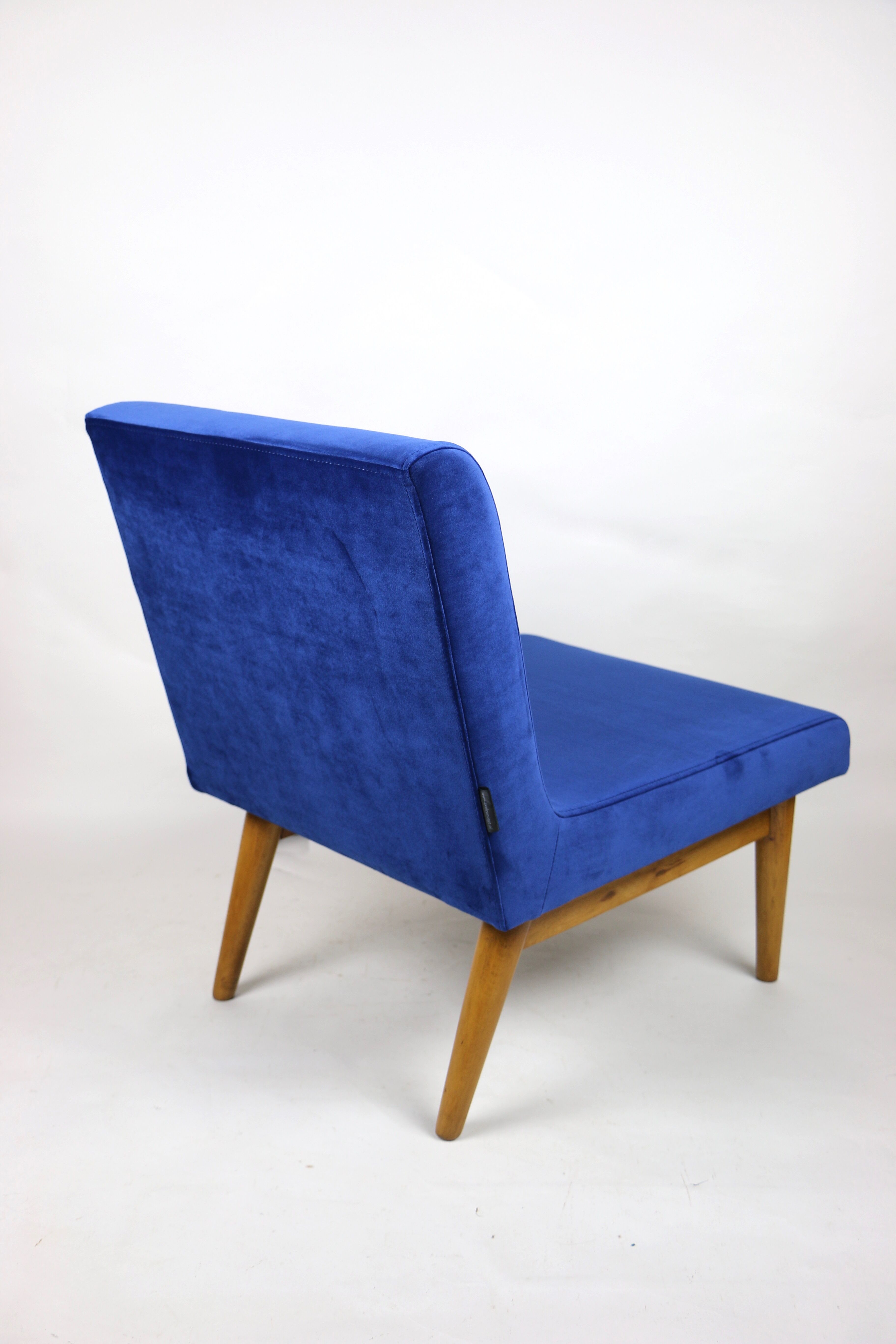 Vintage Blue Velvet Lounge Chair, 1970s