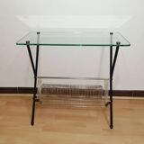 Glass and brass side table Angelo Ostuni for Frangi Milano 1950