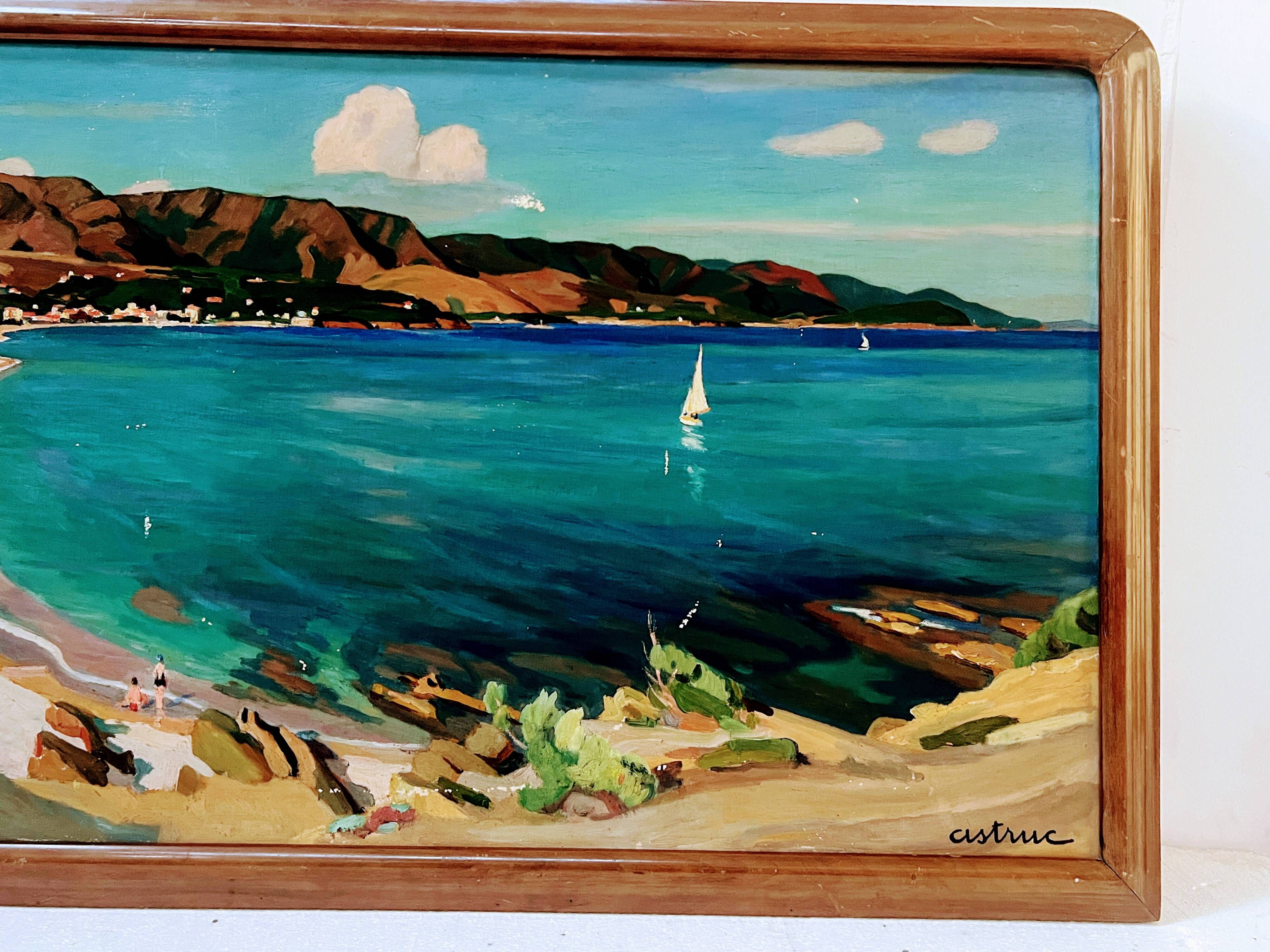 "View of the AGUAY Bay" Oil on canvas by Edmond ASTRUC 20th century