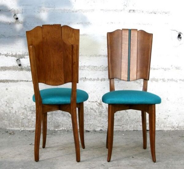 Lot de 6 chaises vintage turquoise