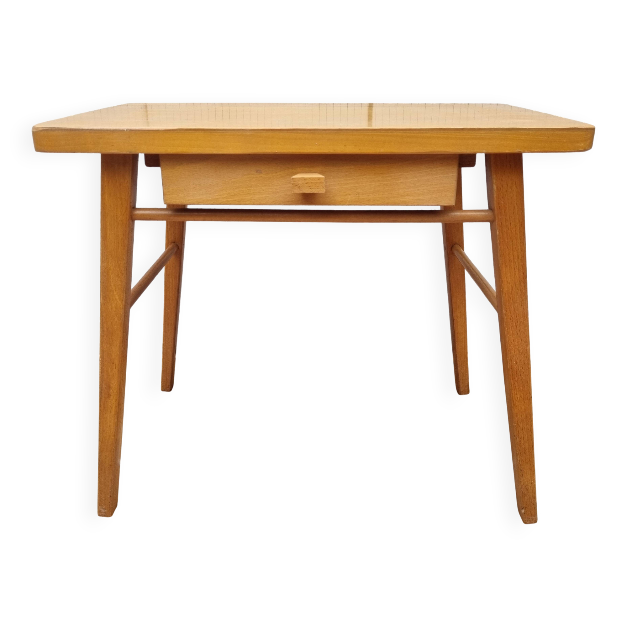 Vintage light wood school desk – Baumann model, 1950s-1960s