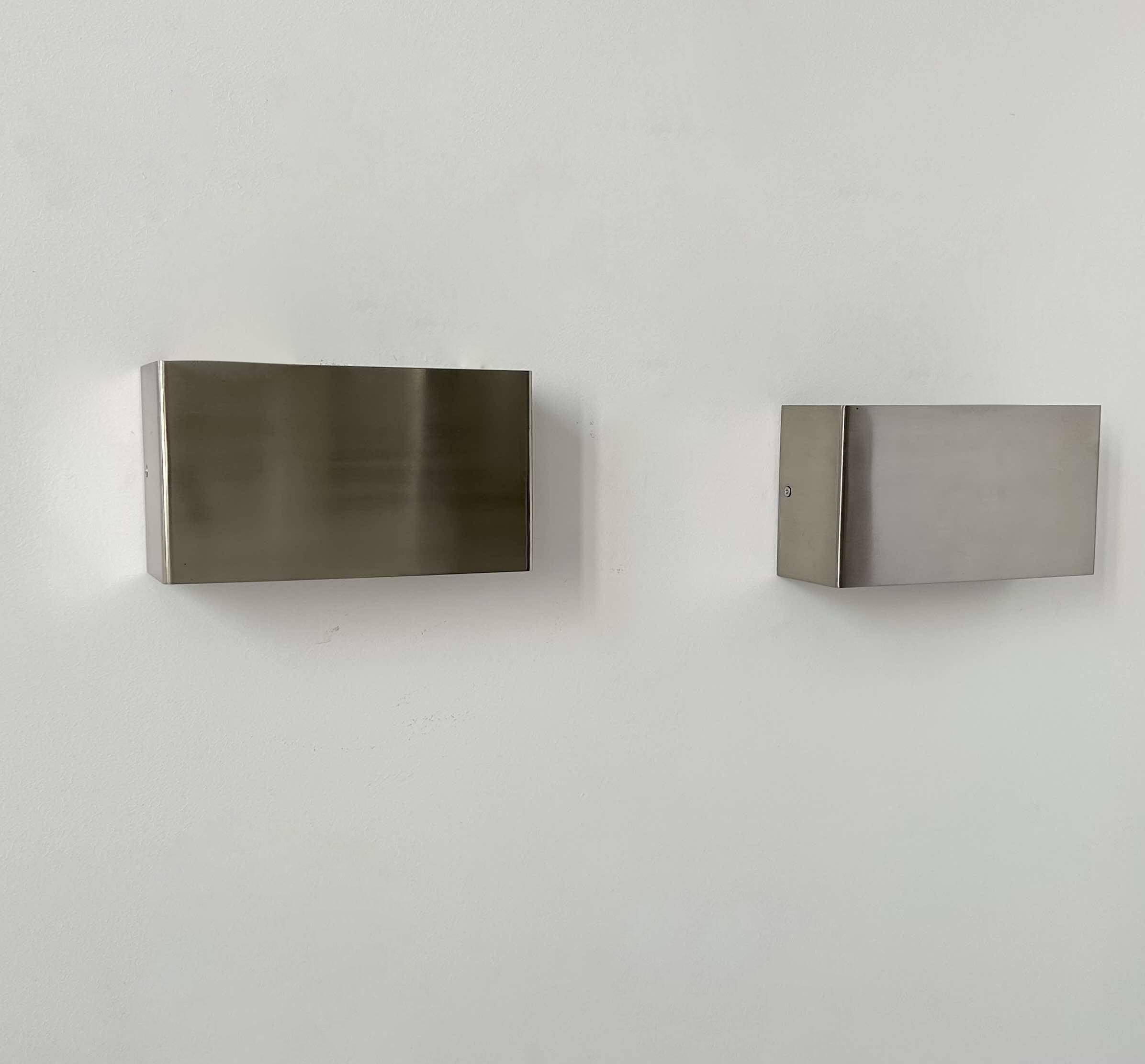 Pair of vintage wall lights, brushed metal, France 1970