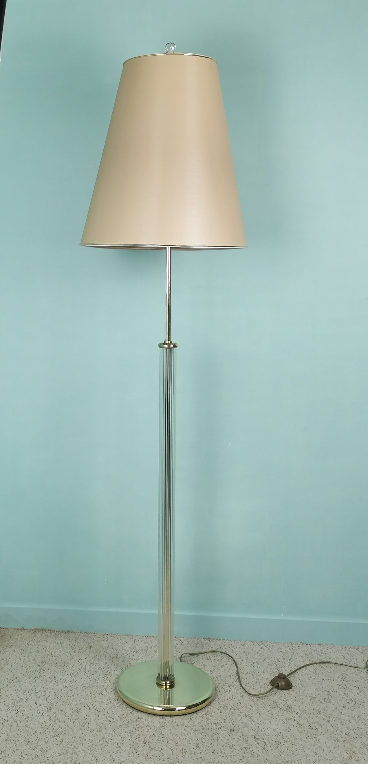Lampadaire laiton et verre 80'