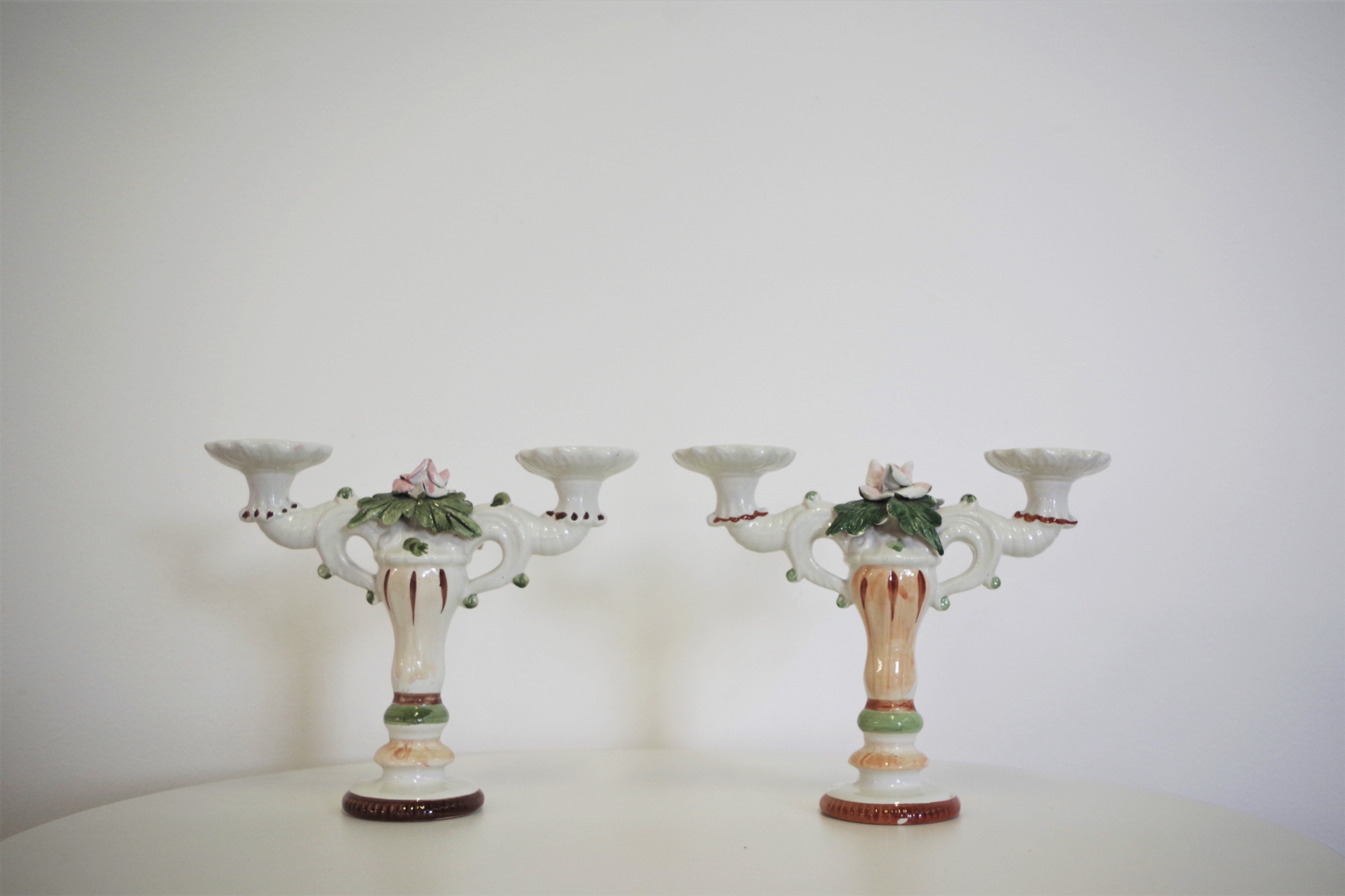 Bassano ceramic candelabra, 1970s, set of 2