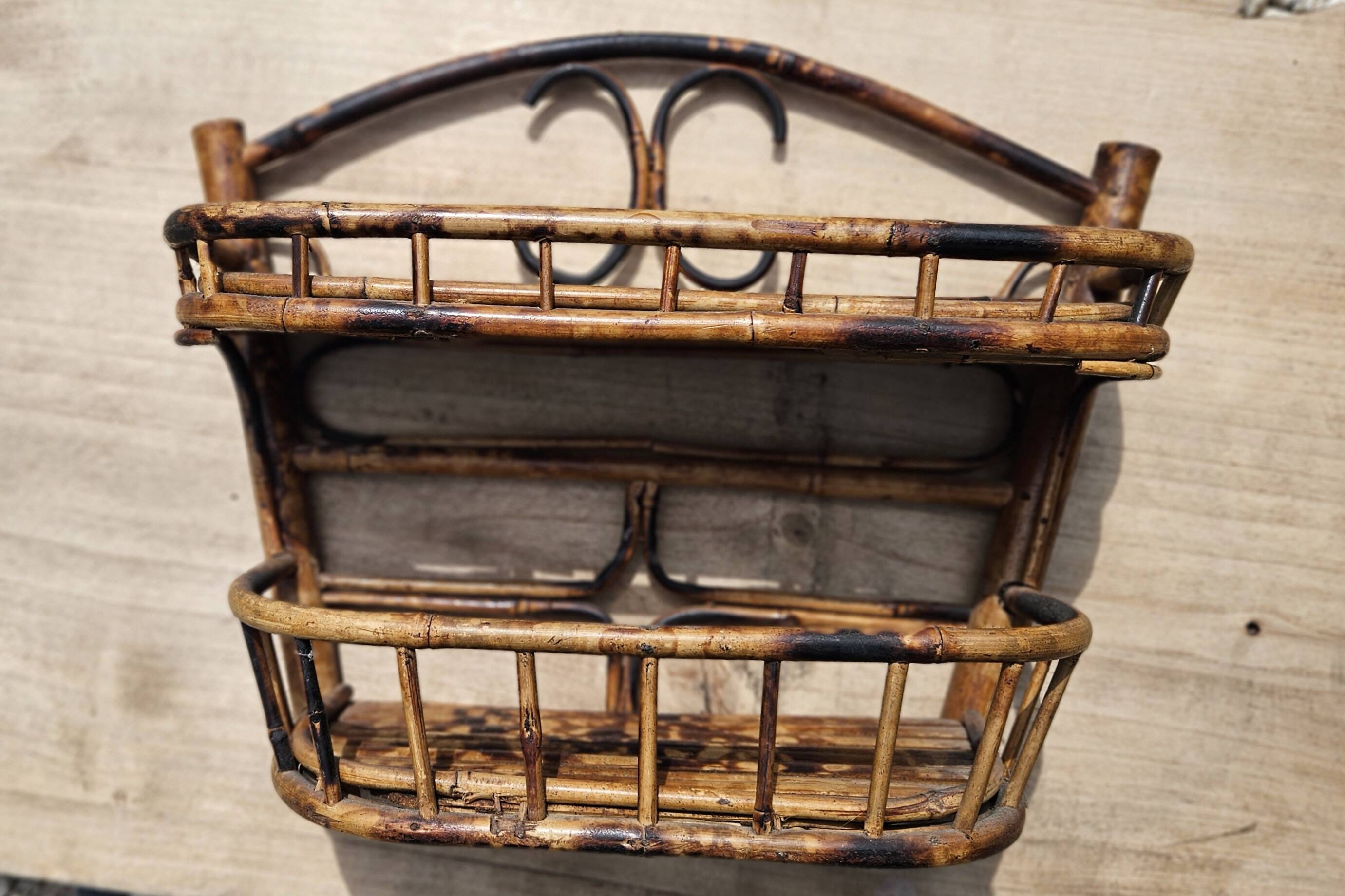 Wall shelf in vintage rattan