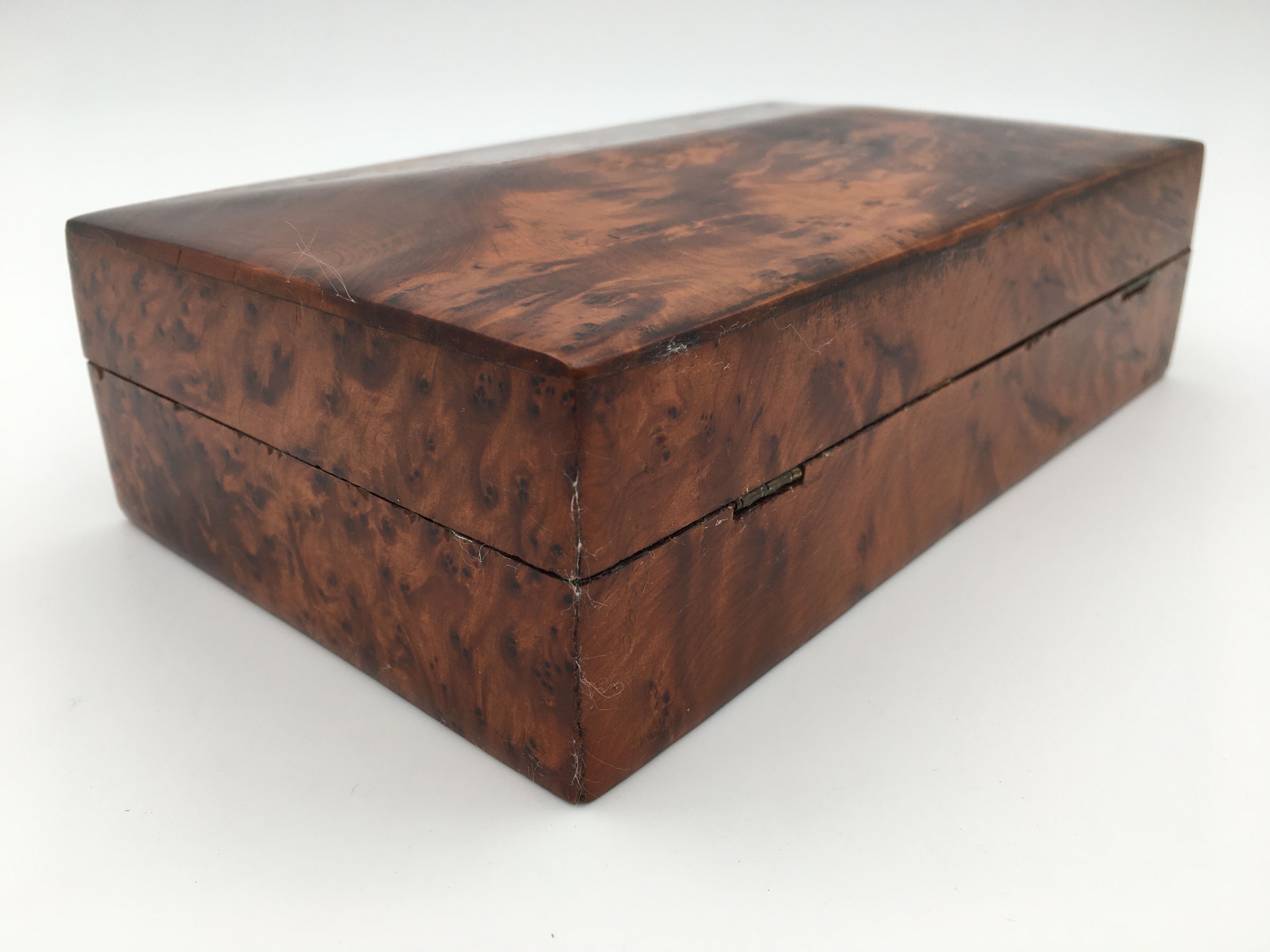 Ancient box, walnut magnifying glass box, early 20th century