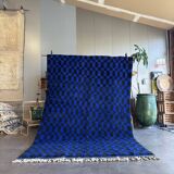Large Moroccan Berber rug in blue and black 200x300 cm in wool