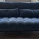Roche bobois parcours sofa 2pl 1/2 blue velvet fabric